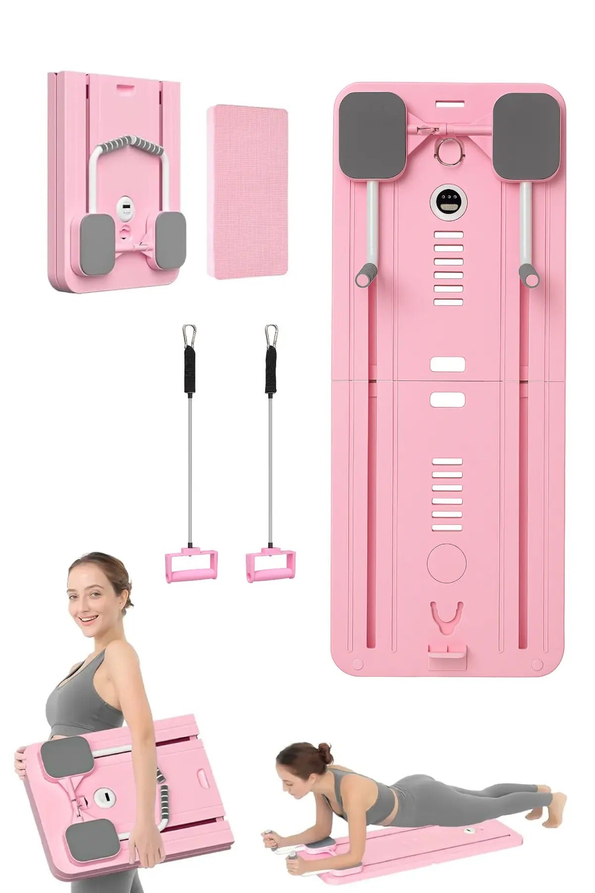 Pilates Aleti – Zamanlayıcılı, Direnç Bantlı Çok Amaçlı Egzersiz Tahtası