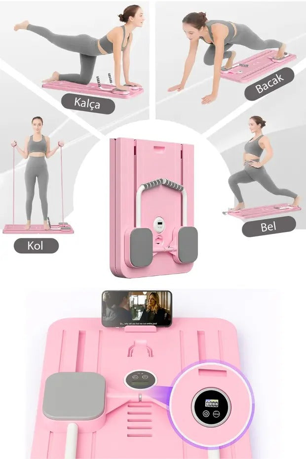 Pilates Aleti – Zamanlayıcılı, Direnç Bantlı Çok Amaçlı Egzersiz Tahtası