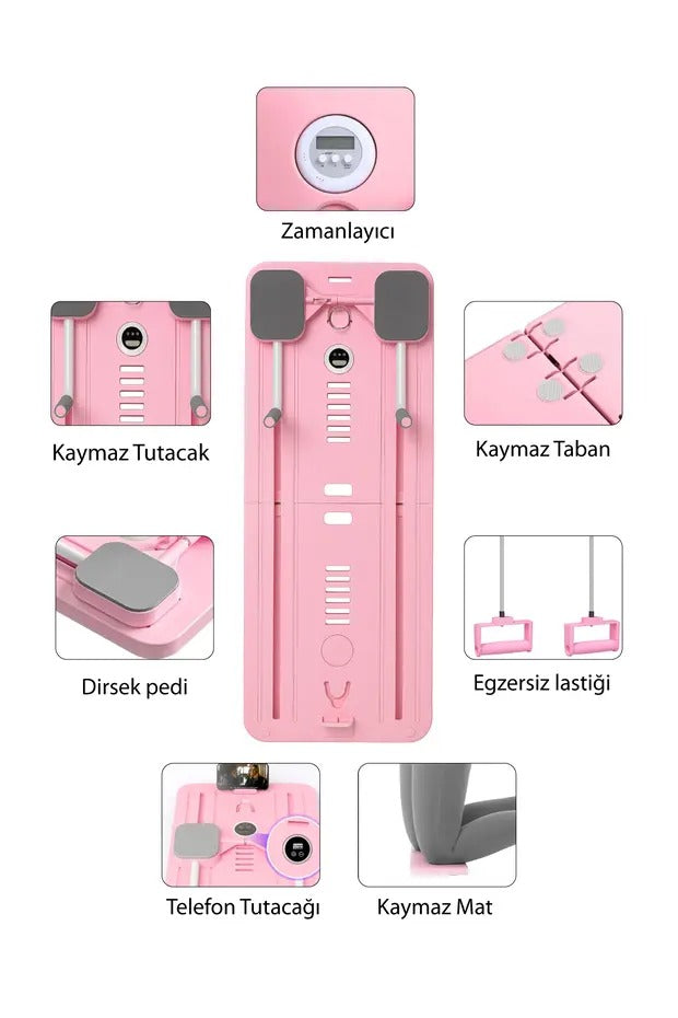 Pilates Aleti – Zamanlayıcılı, Direnç Bantlı Çok Amaçlı Egzersiz Tahtası